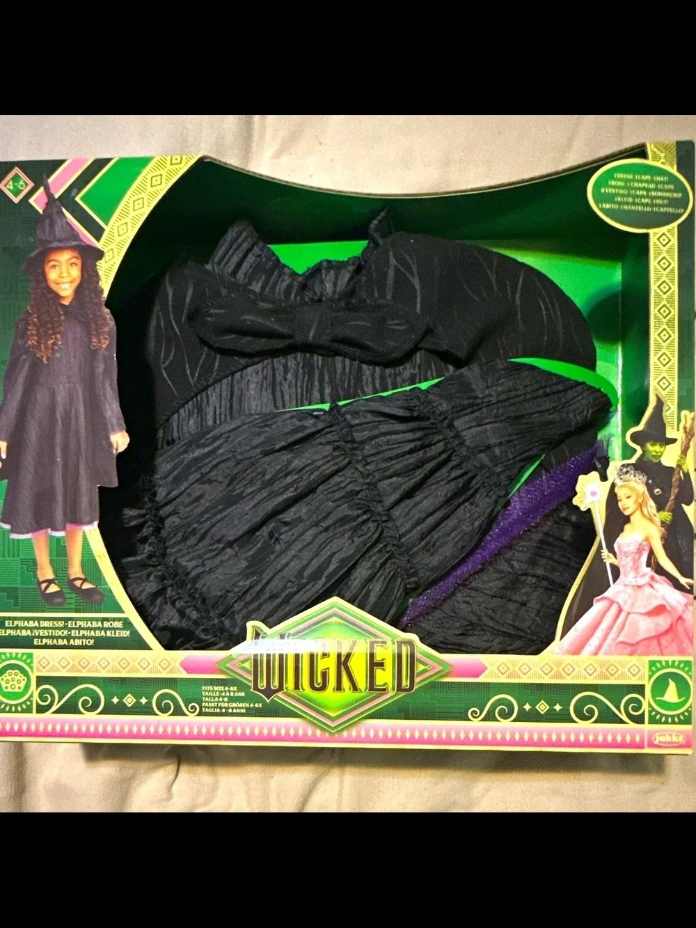 Wicked Elphaba Witch Girls Costume CompleteBlack Witch Dress-Up Costume for Kids